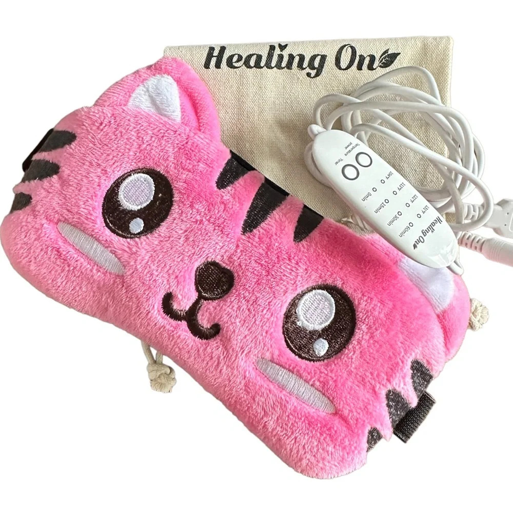Cozy Pink Cat Heated Eye Mask for Relaxation & Sleep